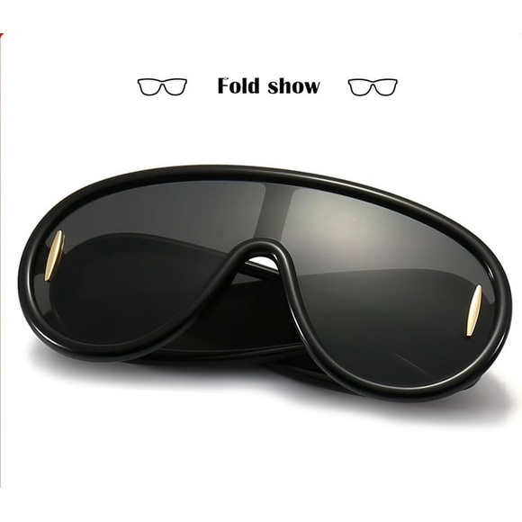 Accessories - Acetate Bold Retro square Black Sun Glasses Leowe oversized aviator sunglasses